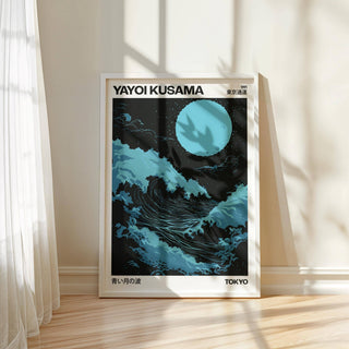 The Japanese Wave Print by Yayoi Kusama in light blue