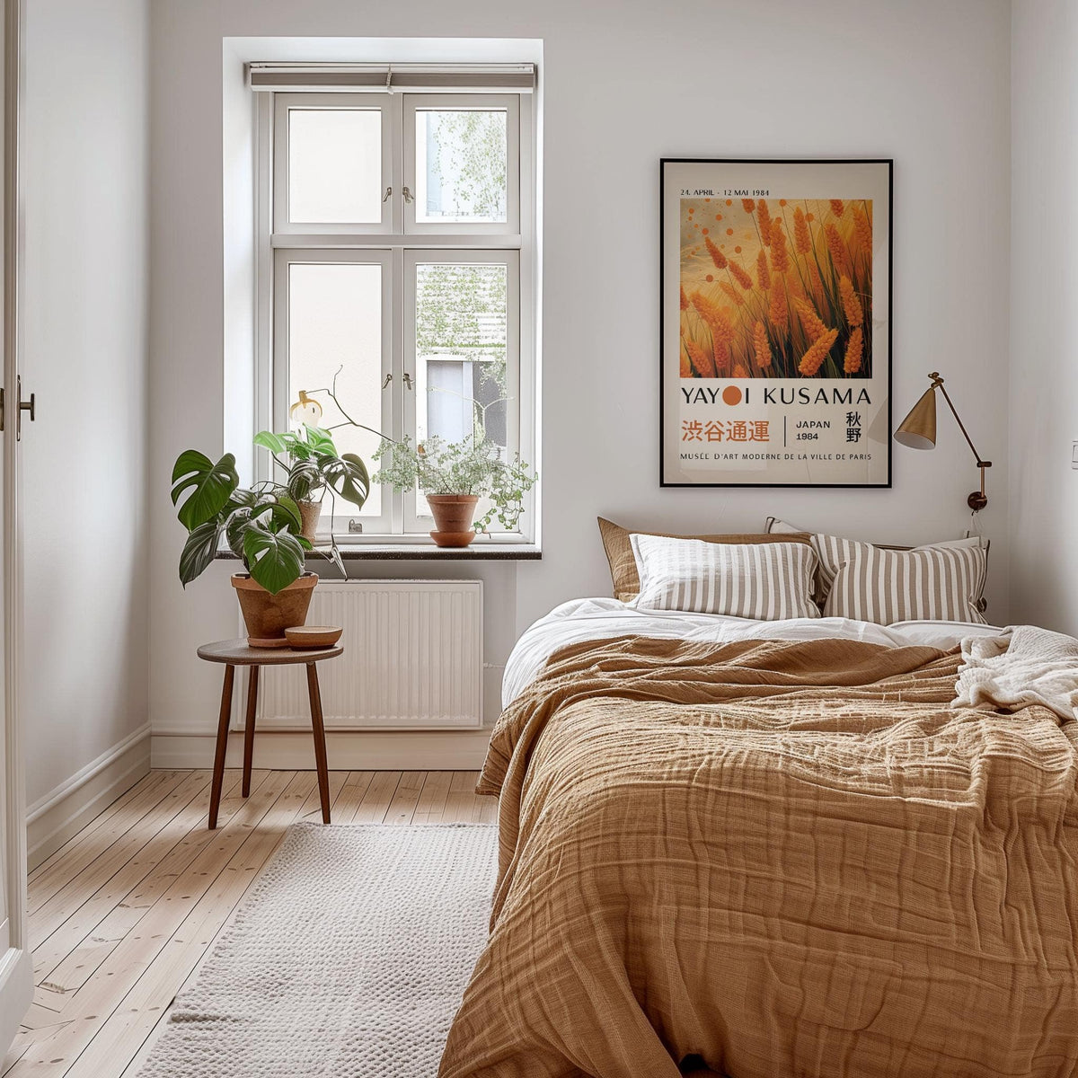 Wheat field autumnal wall art print for Japandi-style bedroom walls