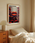 Surreal lips poster for contemporary bedroom decor.