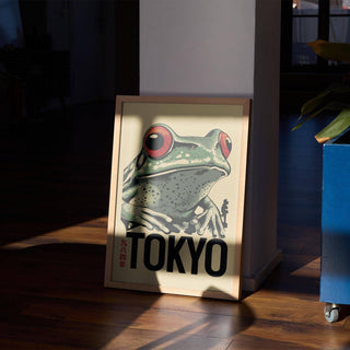 Decorative frog poster inspired by Japanese aesthetics
