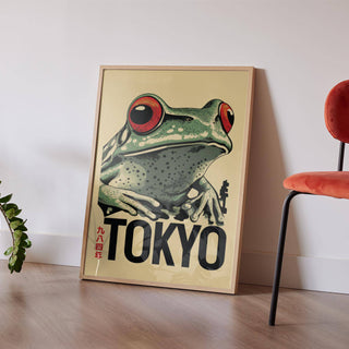 High-quality frog poster with a vibrant red-eyed design