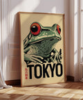 Vintage Tokyo frog poster with bold colors.