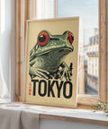 Frog wall art with a unique, colorful design.