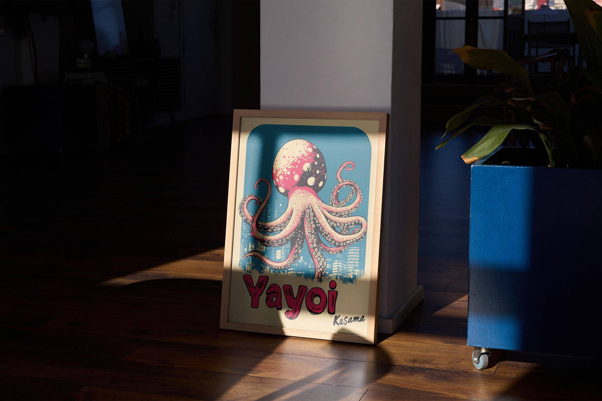 Eye-catching octopus poster art with traditional Japanese style for decor