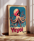 Octopus wall art with retro design