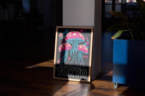 Yayoi Kusama Jellyfish Poster – Colorful Ocean Wall Art