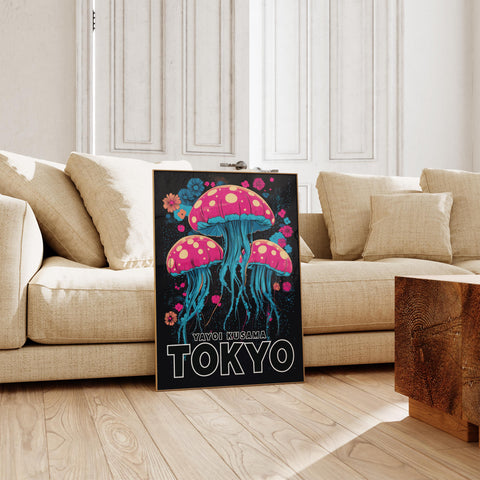 Yayoi Kusama Jellyfish Poster – Colorful Ocean Wall Art