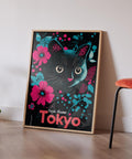 Bright and bold floral cat wall decor