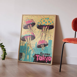 Surreal ocean-themed Japan retro poster for modern living rooms