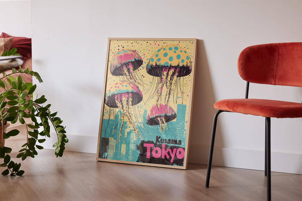 Surreal ocean-themed Japan retro poster for modern living rooms