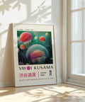 Colorful modern art print by Yayoi Kusama, perfect for living room decor