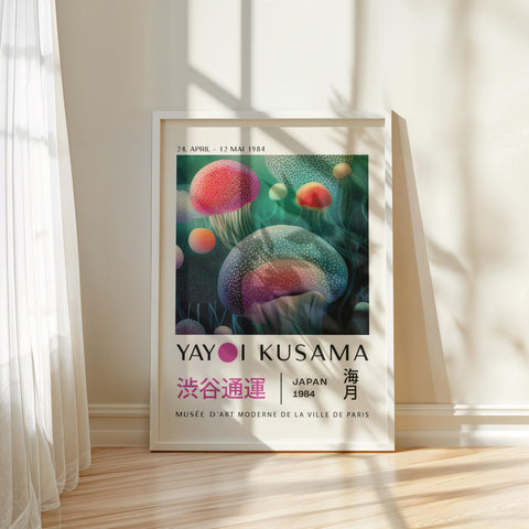 Yayoi Kusama Jellyfish Poster in vibrant colors for modern home decor