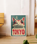 Frog with large eyes and &quot;Tokyo&quot; text, perfect for Japandi style decor.