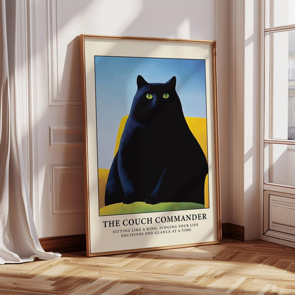 Artistic black cat funny poster for minimal home interiors