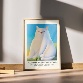 Expression-heavy cat poster wall print for quirky interior accents