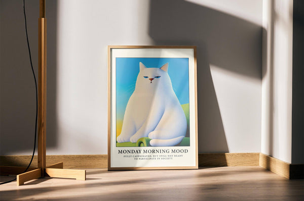 Expression-heavy cat poster wall print for quirky interior accents