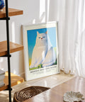 Quirky white cat art piece, perfect for cat lovers who aren&#39;t ready for the day.