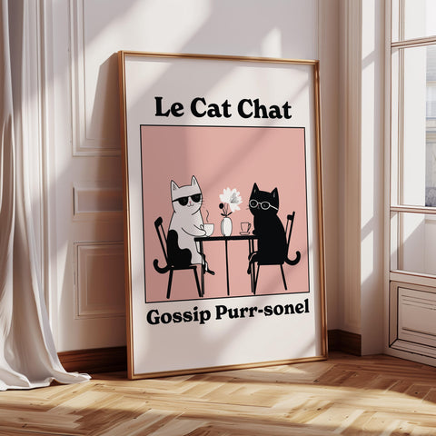 Funny cat poster for quirky kitchen wall art