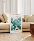 Blue hydrangea art for living room