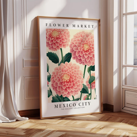 Mexico City flower market poster