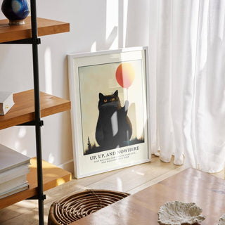 Minimalist funny cat poster with graphic feline and pop of color