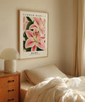 Pink floral art for bedroom