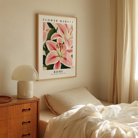 Pink floral art for bedroom