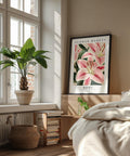 Pink floral art for bedroom