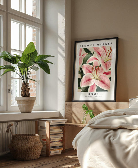 Pink floral art for bedroom