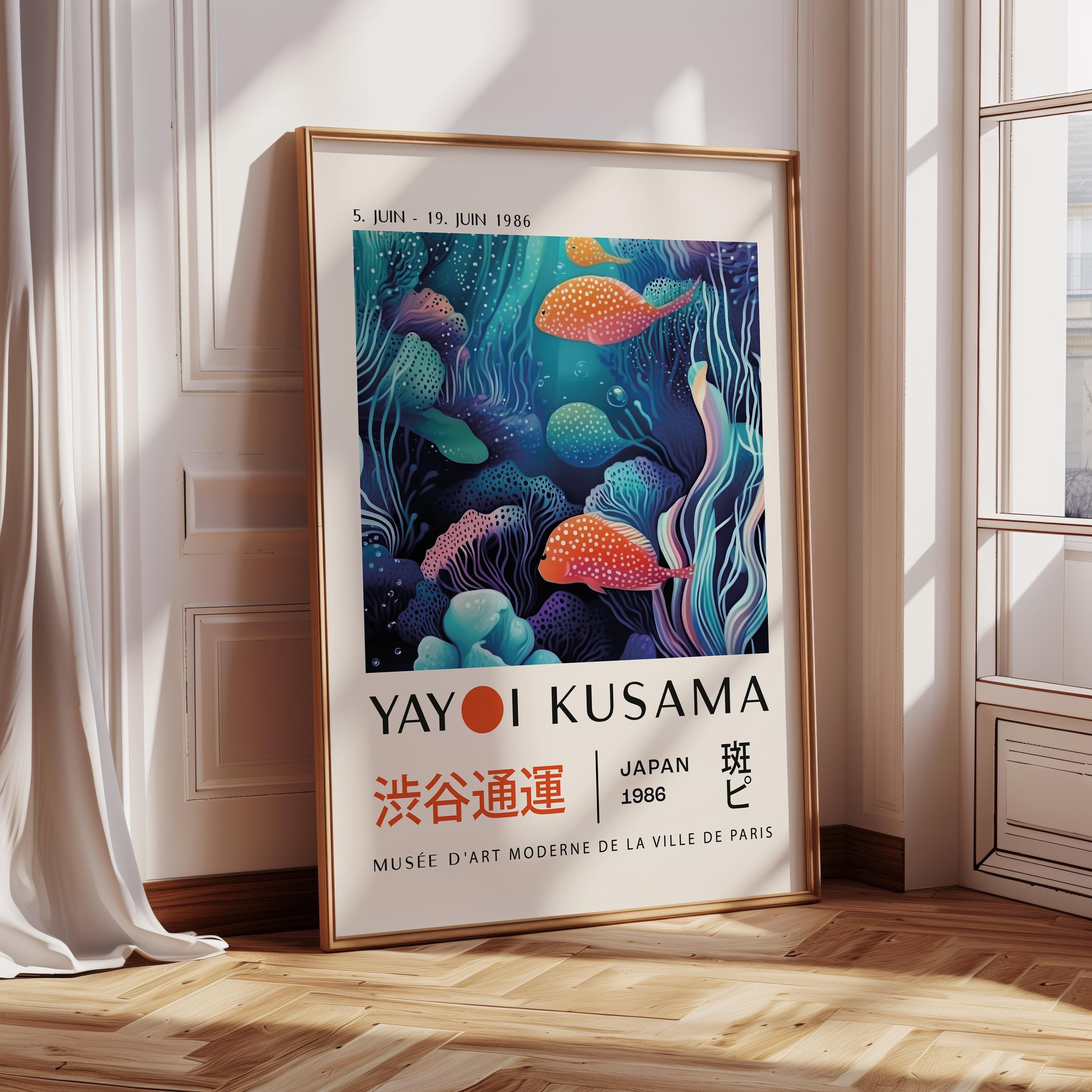 Yayoi Kusama Japanese Wall Art | Colourful Coral Clown Fish Poster