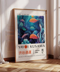 ayoi Kusama Japanese wall art featuring vibrant coral reefs and playful clown fish