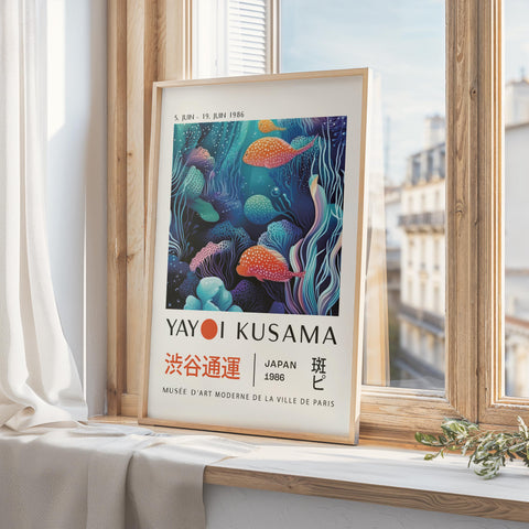 Yayoi Kusama Japanese Wall Art | Colourful Coral Clown Fish Poster