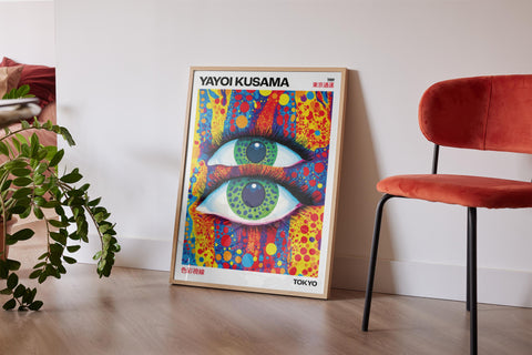 Living room decor idea featuring a vibrant and creative print.