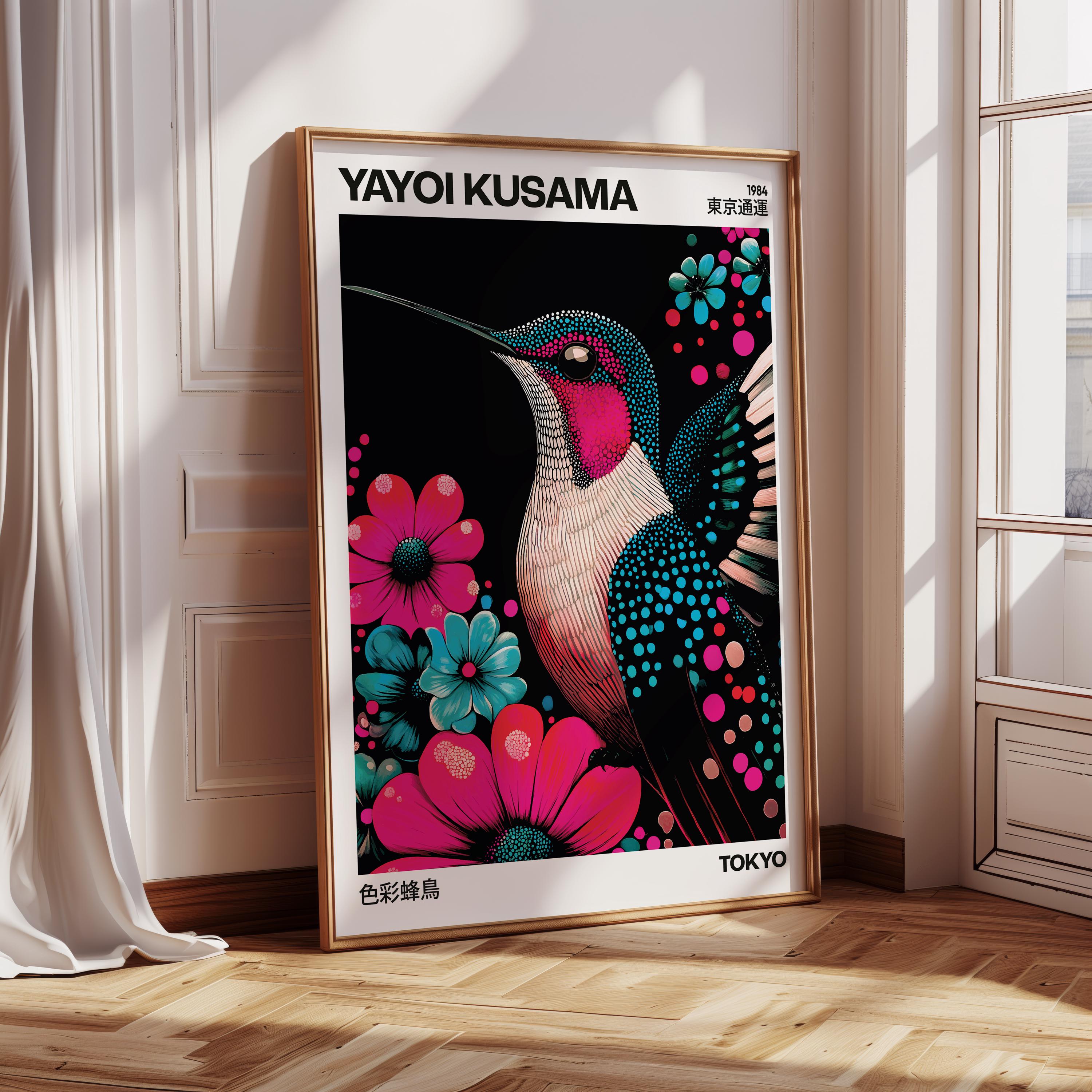 Yayoi Kusama Large Colorful Hummingbird Poster