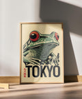 Japan art poster featuring a vibrant frog design.