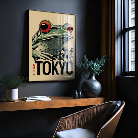 1980s Tokyo frog art for Japanese art enthusiasts.