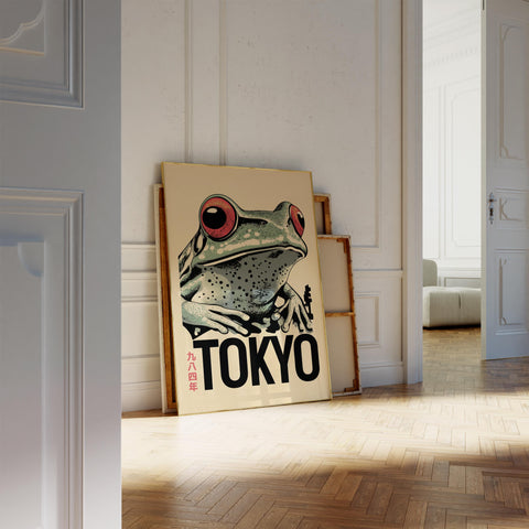 Classy wall art gift featuring a vintage frog design.