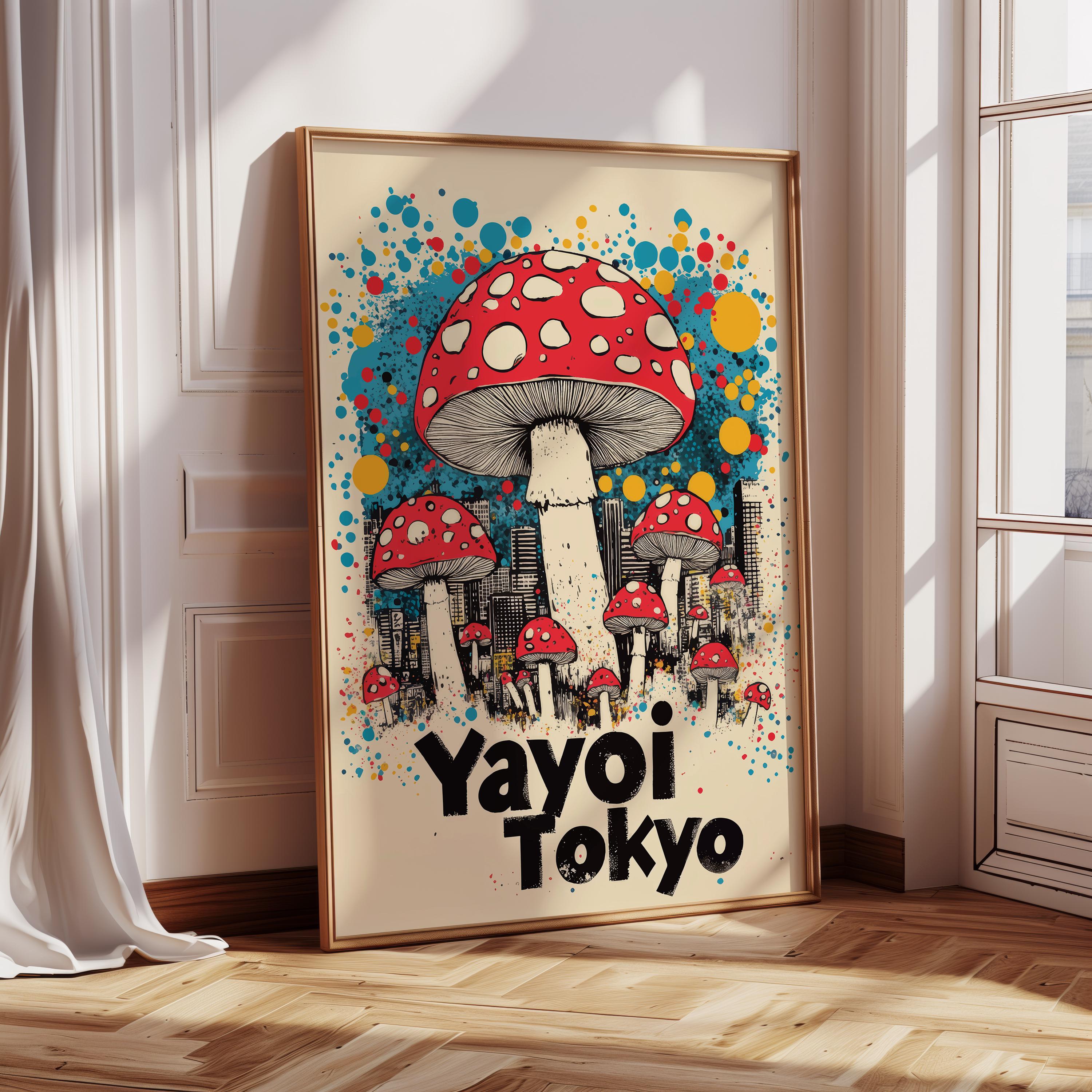 Vintage Mushroom Poster – Retro Tokyo Art Print