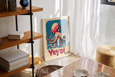 Japanese octopus print in bright, dynamic colors