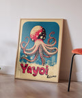 Octopus illustration with bold colors for living room decor