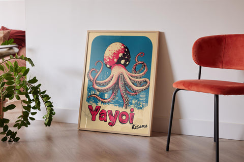 Octopus illustration with bold colors for living room decor