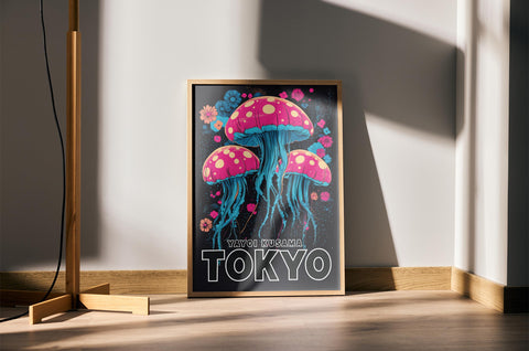 Yayoi Kusama Jellyfish Poster – Colorful Ocean Wall Art