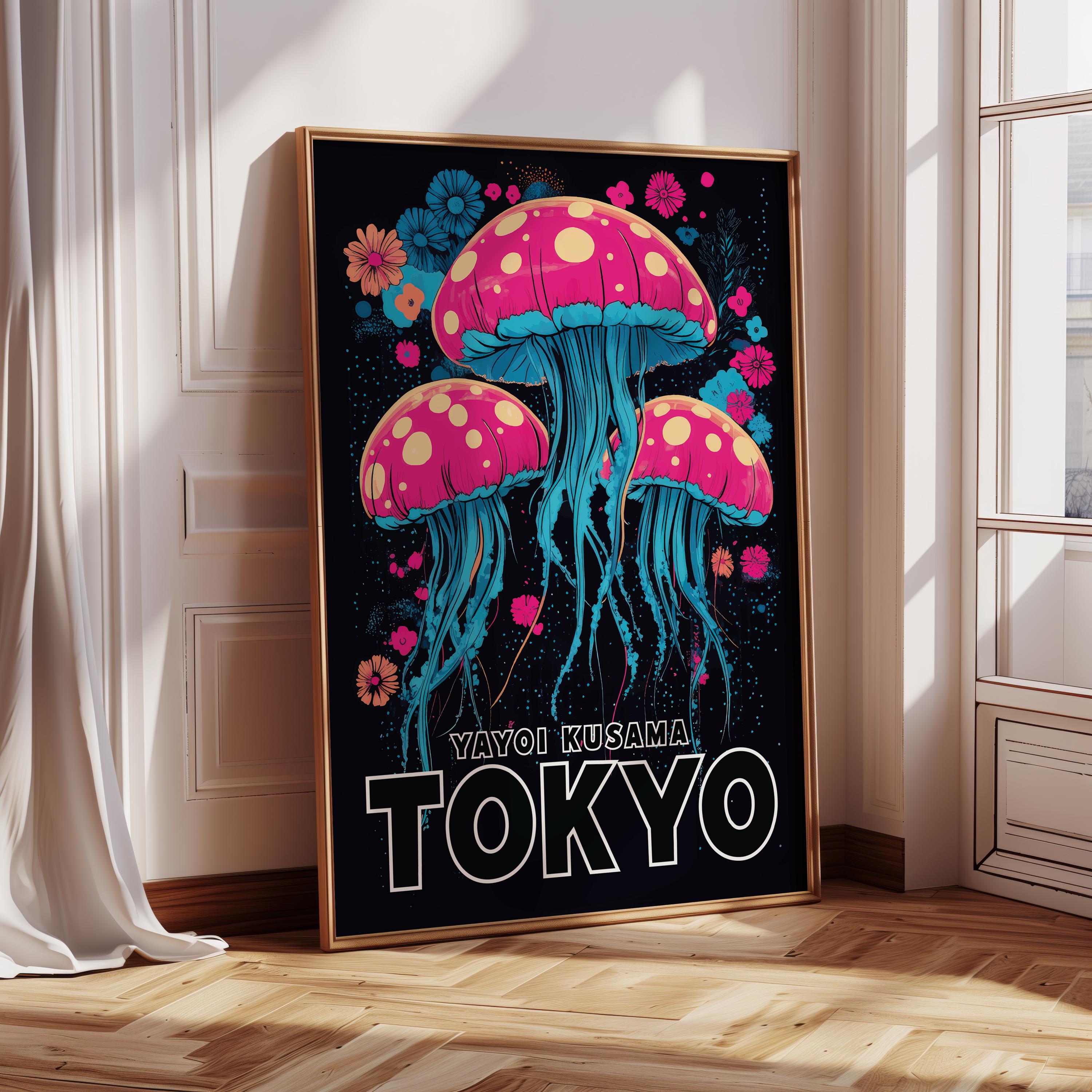 Yayoi Kusama Jellyfish Poster – Colorful Ocean Wall Art