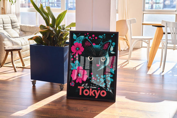 Modern pop culture Japanese cat art perfect for cat lovers' living rooms