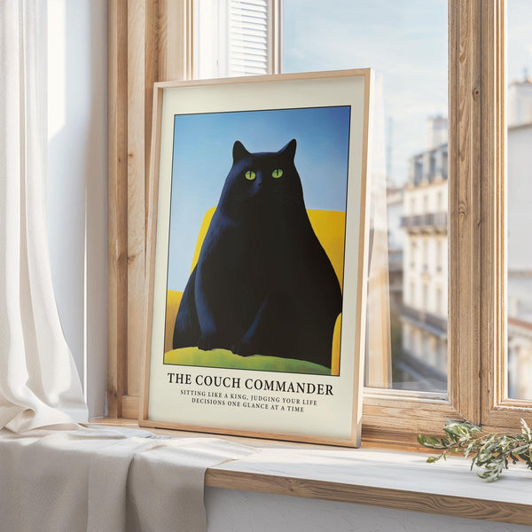 Black cat funny poster in modern style for bedroom wall art