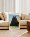 Modern minimalist black cat art for living room decor.