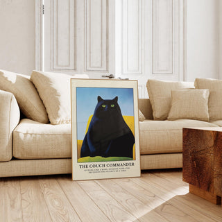 Modern minimalist black cat art for living room decor.