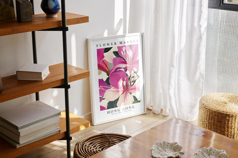 Vibrant Hong Kong flower poster, ideal gift for her.