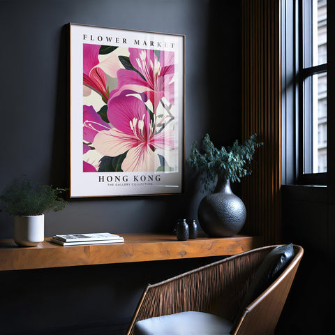 Stunning pink Bauhinia flower print for modern wall art.