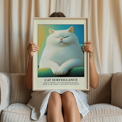 Cool fat cat wall art, perfect for animal lovers.